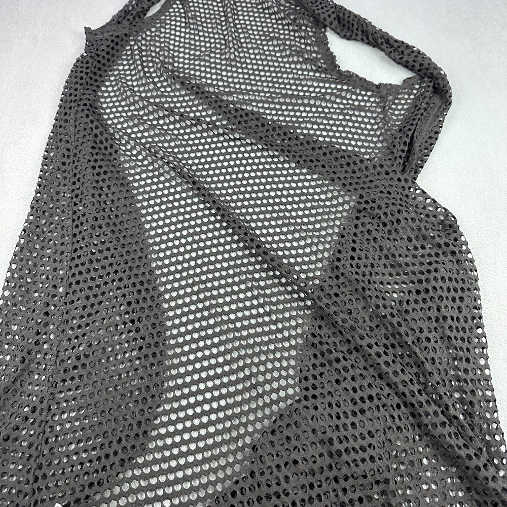 SJS Black Hooded Mesh Swim Cover Up Sleeveless Crochet Beach Cover-Up Plus 3X - Picture 7 of 8